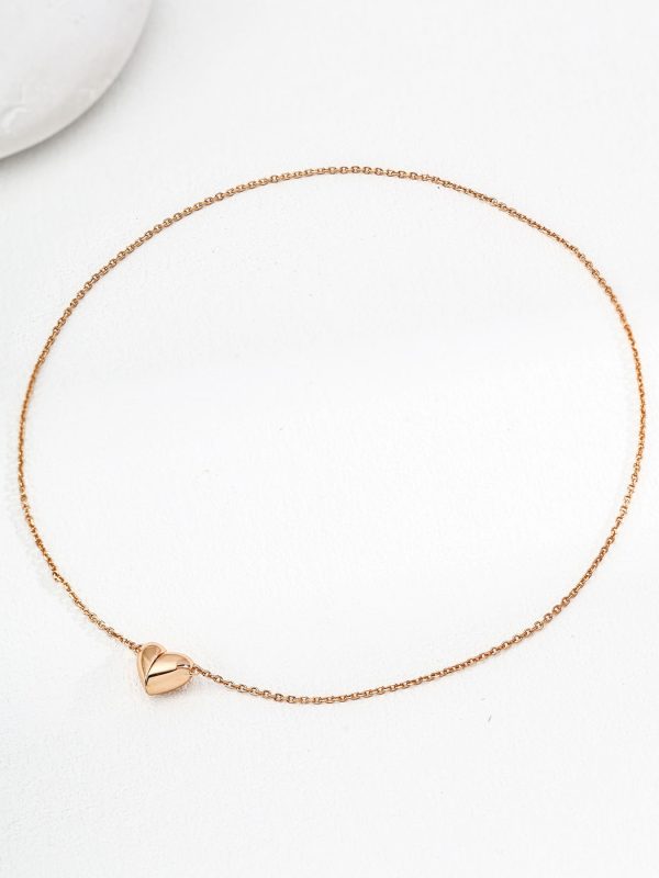 Minimalist Heart Sterling Silver Necklace with Magnetic Clasp in Antique Gold