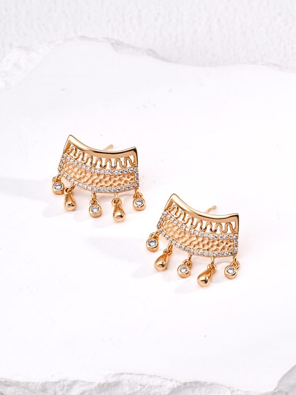Vintage Zircon Sterling Silver Earrings in Antique Gold