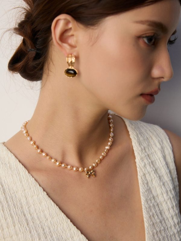 Onyx and Tiger Eye Sterling Silver Earrings in Antique Gold and Platinu