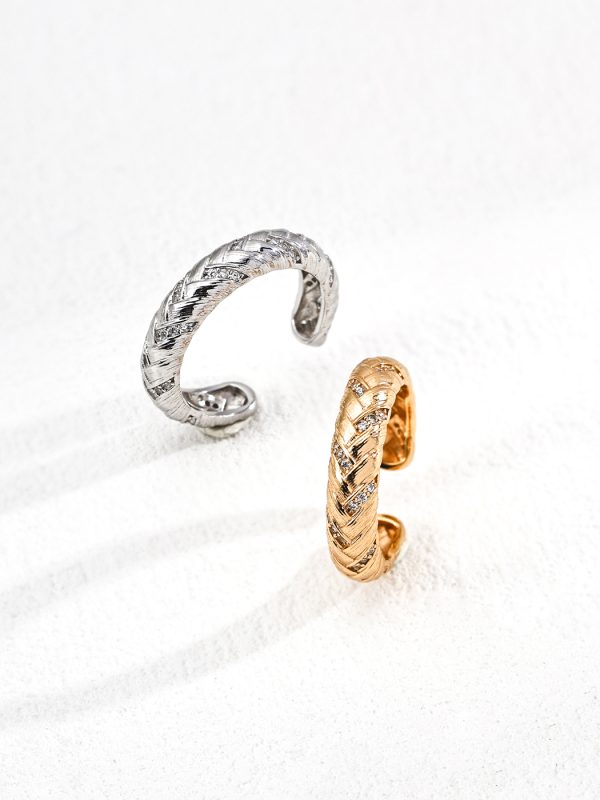 Vintage S925 Sterling Silver Zircon Adjustable Ring in Antique Gold and Platinum