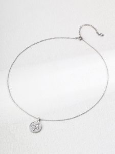 S925 Sterling Silver Butterfly Zircon Pendant Necklace in Vintage Gold and Platinum