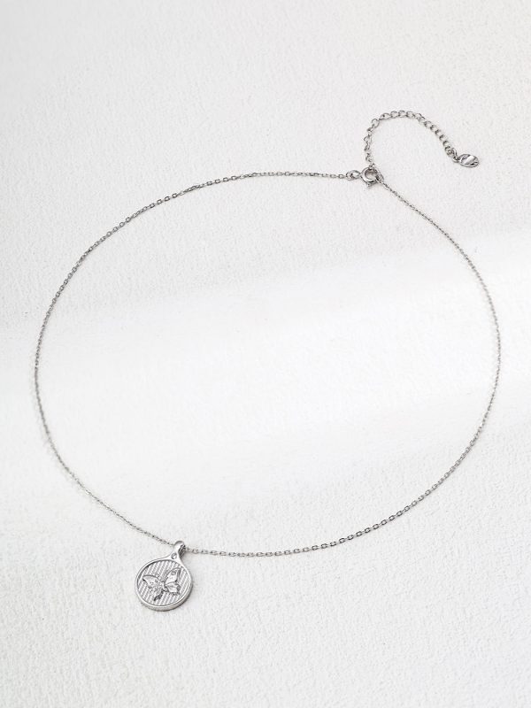 S925 Sterling Silver Butterfly Zircon Pendant Necklace in Vintage Gold and Platinum