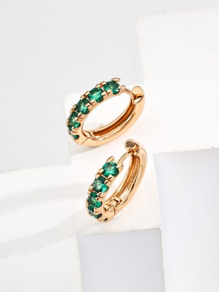 Half Gear CZ Hoops in Sterling Silver