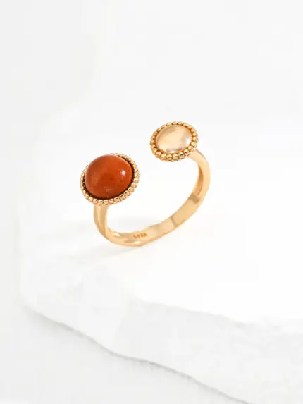 vintage red stone ring gold adjustable sterling silver open band