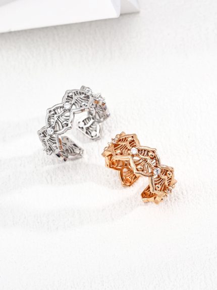 retro filigree zircon ring in vintage sterling silver