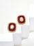 Red Enamel Mother of Pearl Earrings S925 18K Gold
