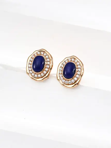 Nebula Lapis CZ Studs sterling silver nebula lapis lazuli stud earrings with zircon