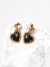Heart-shaped black agate earrings with natural pearls and gold details