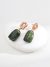 Minimalist S925 green resin drop earrings with abstract gold studs