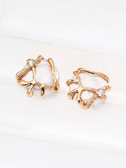 Flowing Grace S925 Sterling Silver Natural Pearl & Zircon Earrings
