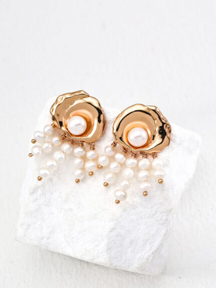 Cascade Bloom S925 Sterling Silver Natural Pearl Earrings