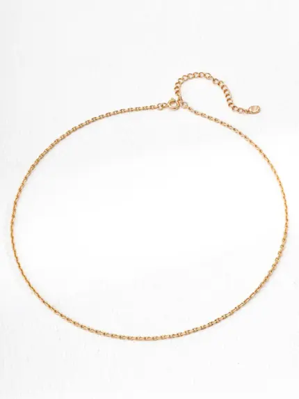 S925 sterling silver 18K gold chain necklace adjustable design with 40cm base and 6cm extender