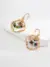 S925 18K Gold Vintage Abacus Stone Hoop Earrings with Gem Accents