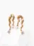 Tarim River Natural Pearl Earring in S925 silver with cubic zirconia and vintage gold finish