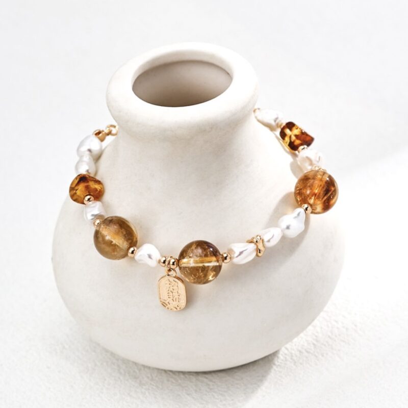 November birthstone jewelry, citrine Bracelet in gold representing joy and abundance