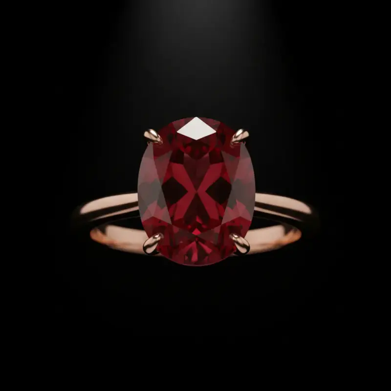July birthstone jewelry, ruby ring in rose gold representing passion and confidence